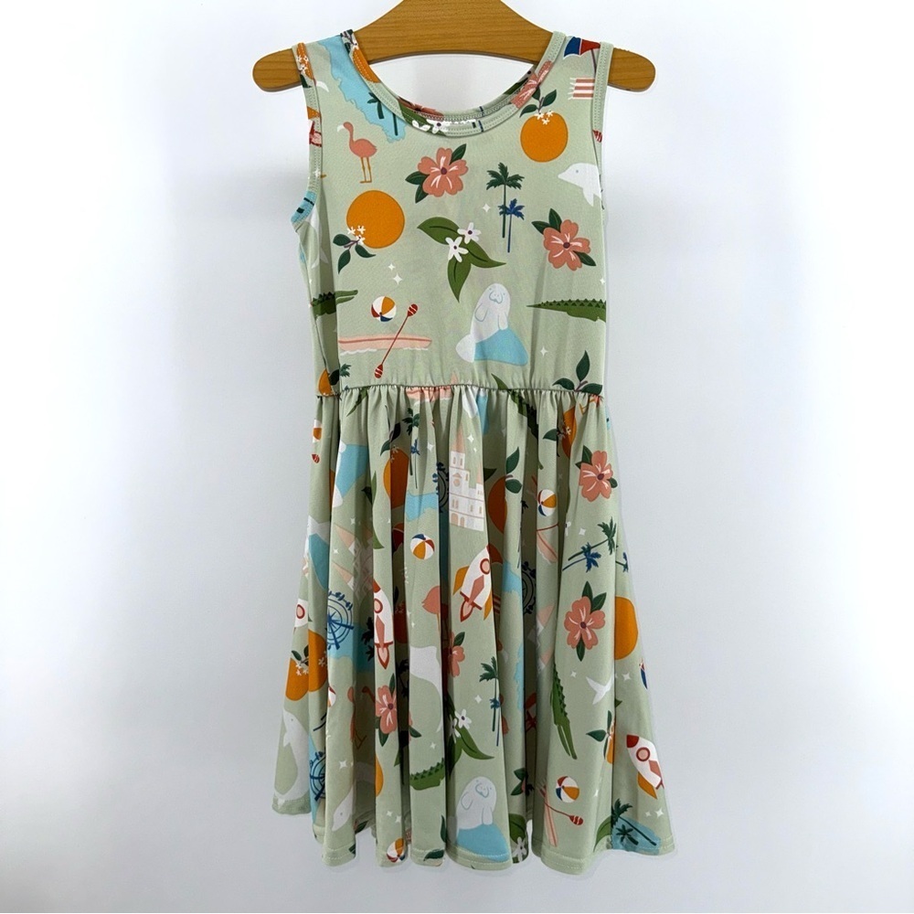 Dot Dot Smile Kids Sleeveless Palm Beach Print Twirl Dress